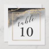 Élégant noir et or Marbre Numéro de table (Dos)