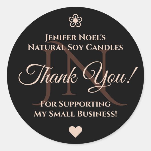 Elégant noir et rose pastel Merci Étiquette (Devant)