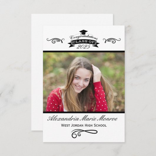 Élégant noir - Faire-part de 3x5 (Devant / Derrière)