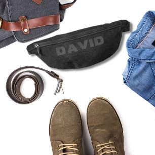 Élégant noir Faux cuir Nom personnalisé