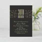 Elégant noir floral Invitation minimale (Debout devant)