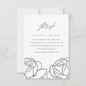 Elégant Noir Floral Mariage RSVP avec QR Code (Devant)