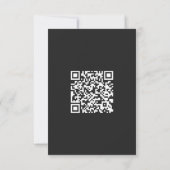 Elégant Noir Floral Mariage RSVP avec QR Code (Dos)