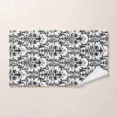 Élégant noir floral noir sur blanc (Serviette à main)