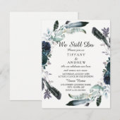 Élégant noir Floral Wreath Vow invitation de renou (Devant / Derrière)