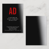 Élégant noir gris rouge Monogramme Carte de visite (Devant / Derrière)