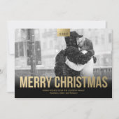 Élégant Noir Joyeux Carte photo de Noël (Devant)