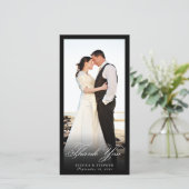 Élégant noir Merci simple Carte photo 8x4 (Debout devant)