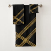 Élégant Noir moderne avec Gold Lines Serviette ens (En situation)