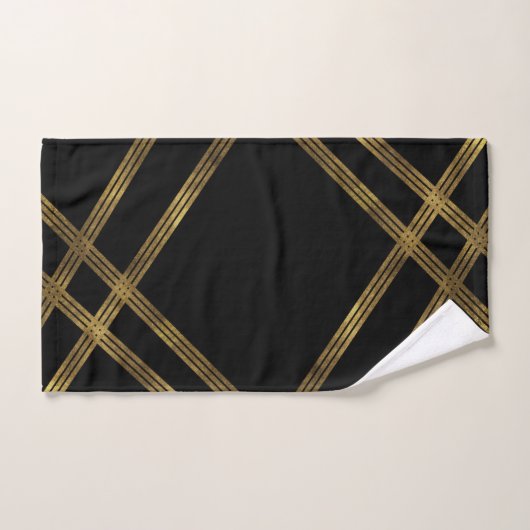 Élégant Noir moderne avec Gold Lines Serviette ens (Serviette à main)