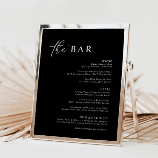Élégant noir moderne minimaliste menu barre