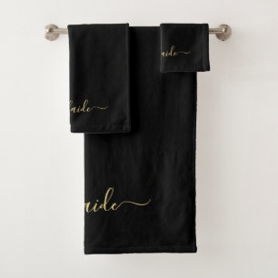 Élégant Noir moderne Monogramme Nom Scrip