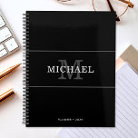 Élégant Noir Monogramme Nom Personnalisé<br><div class="desc">Customisez le texte et créez facilement votre planificateur personnalisé. Cliquez sur MODIFIER LA CONCEPTION (EDIT DESIGN) pour modifier la couleur arrière - plan ou la couleur du texte. Vous pouvez TRANSFÉRER ce DESIGN à d'autres produits Zazzle et l'ajuster à la plupart des articles Zazzle. Les conceptions Studio standard sont faites...</div>