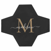 Élégant Noir Monogramme Or mignon Script fille (Plat)
