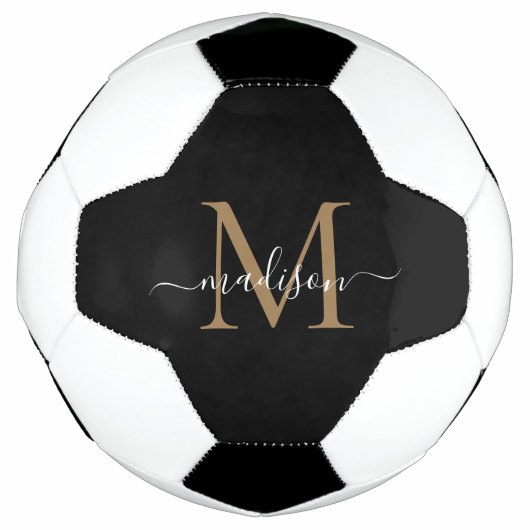 Élégant Noir Monogramme Or mignon Script fille (Devant)