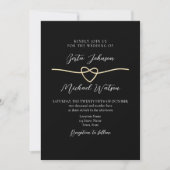 Elégant Noir Noir minimaliste Mariage Invitation (Devant)