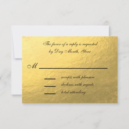 Elégant Noir Noir Noir Mariage Carte RSVP avec Mon (Dos)