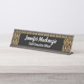 Élégant Noir Nom Plaque Art Déco Bureau Signal (Devant)