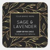 Élégant noir & or Floral Chic produit Étiquette de (Devant)