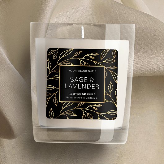 Élégant noir & or Floral Chic produit Étiquette de