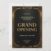 Élégant Noir & Or Grand Invitation d'ouverture (Devant)