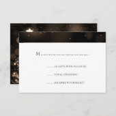 Elégant Noir & Or Noir Mariage de Noël RSVP (Devant / Derrière)