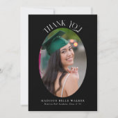 Élégant noir ovale Graduation Merci photo (Devant)