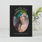 Élégant noir ovale Graduation Merci photo (Debout devant)