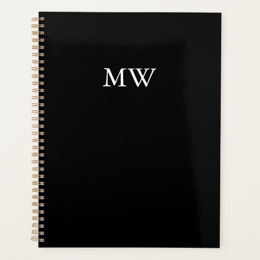 Élégant noir personnalisation monogramme initiales (Devant)