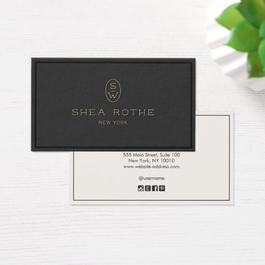 Élégant Noir Professionnel Monogramme 3D Typograph (Bureau)