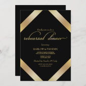 Élégant Noir Répétition Dîner Invitation (Devant / Derrière)