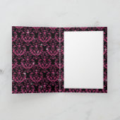Elégant noir rose Damask Diamond Bow Merci (Intérieur)