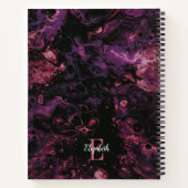 Élégant noir rose Monogramme Script Carnet en marb (Dos)