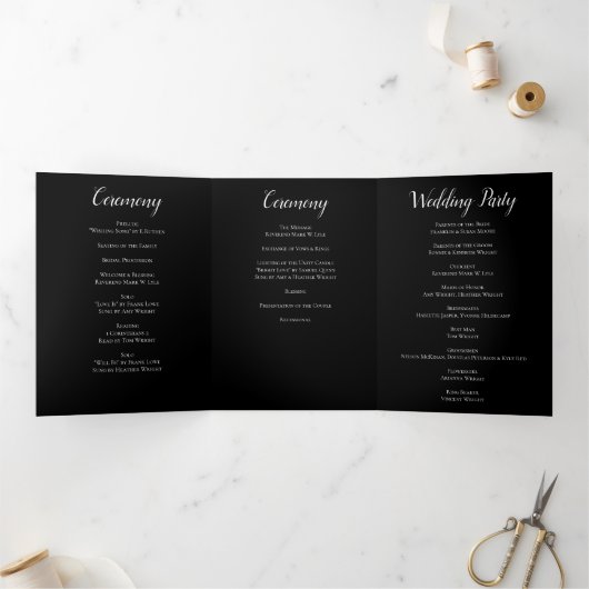 Élégant Noir Rose Programmes de mariage gothique (Intérieur)