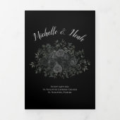 Élégant Noir Rose Programmes de mariage gothique (Page de couverture)