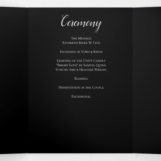 Élégant Noir Rose Programmes de mariage gothique (Intérieur au milieu)