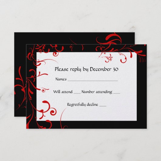Élégant noir, rouge, blanc RSVP (Devant / Derrière)