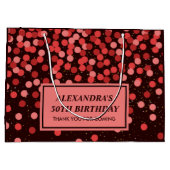 Elégant Noir Rouge Confetti Anniversaire Grand Sac (Dos)