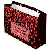 Elégant Noir Rouge Confetti Anniversaire Grand Sac (Dos Angle)