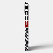 Élégant Noir Rouge Dot Damask Coque Monogramme (Verso / Gauche)