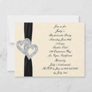 Élégant noir ruban Bachelorette Party Invitation