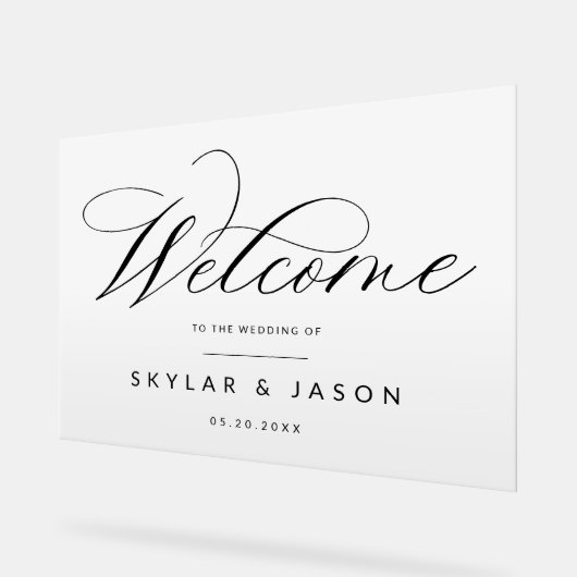 Élégant noir Script blanc Frosted Mariage de bienv (Angle)
