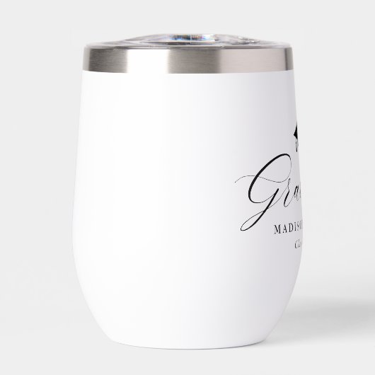 Élégant noir Script Graduate Nom et année (Avant)