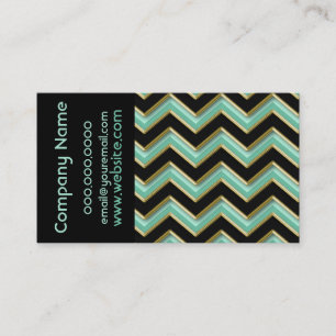 Elégant noir sur Aqua ZigZag Carte de visite