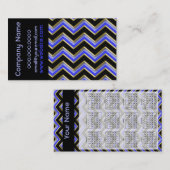 Elégant noir sur bleu ZigZag Carte de visite (Devant / Derrière)