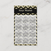 Elégant noir sur Sage ZigZag Carte de visite (Dos)