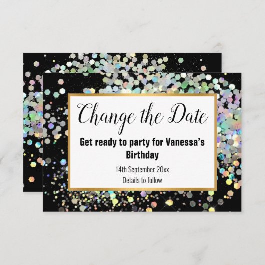 ÉLÉGANT NOIR TACHE PASTEL CHANGER LA DATE RSVP (Devant / Derrière)