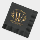 Elégant nom de famille feuille Monogram Motto (Gauche)