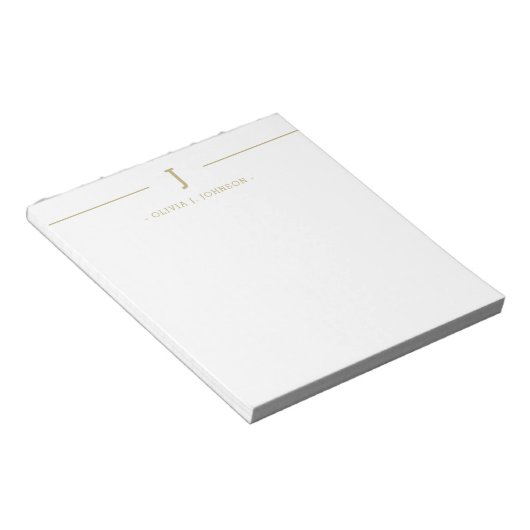 Élégant nom de monogramme Gold Blanc Bloc-notes (Incliné)