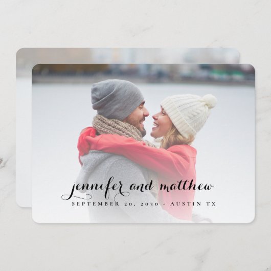 Élégant nom de script Enregistrer le Carte photo d (Devant / Derrière)